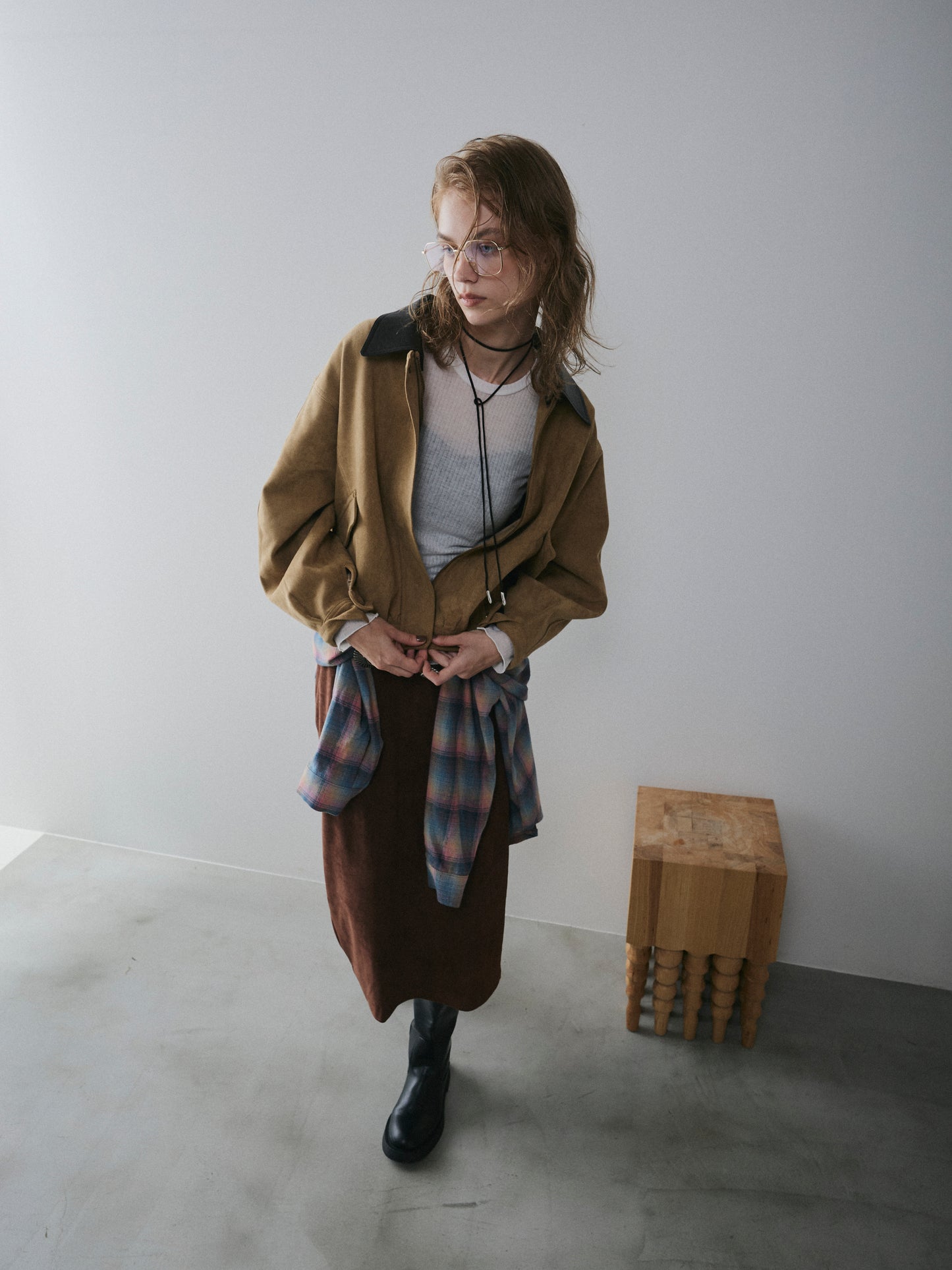 【予約:11月中旬】Eco Suede Slit Skirt/60251002021
