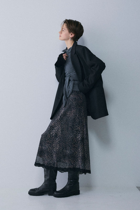 【予約:1月下旬〜2月上旬】Lace-Trim Sheer Leopard Skirt/60251202076