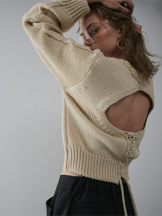 【予約:11月下旬】Laced Back Hole Knit/60251009019