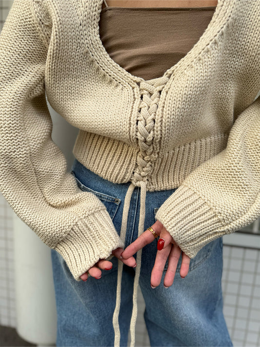 【予約:11月下旬】Laced Back Hole Knit/60251009019