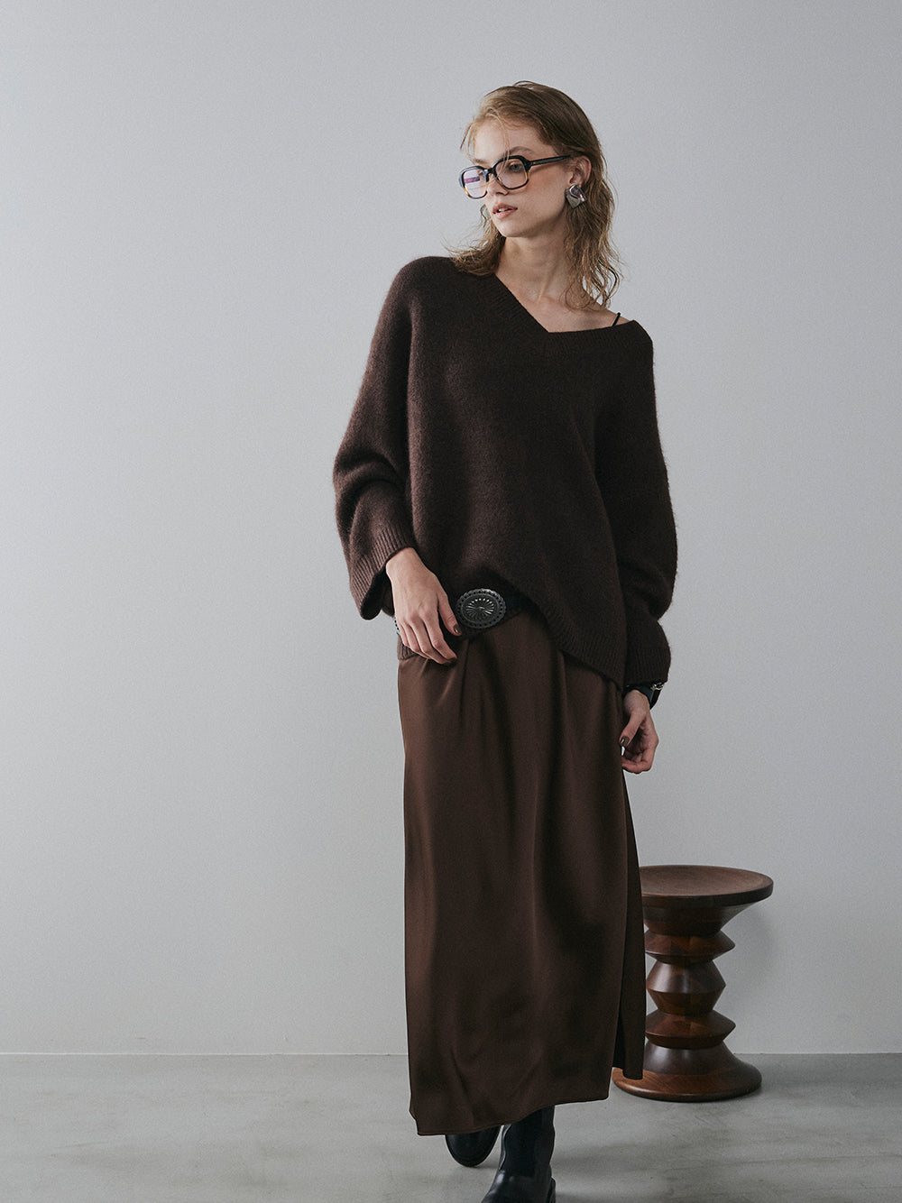 【予約:12月中旬】Satin Narrow Skirt/60251002022