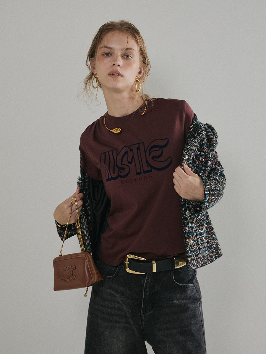 【予約:11月中旬】¨HUSTLE ¨
flocky print tee/60251008007