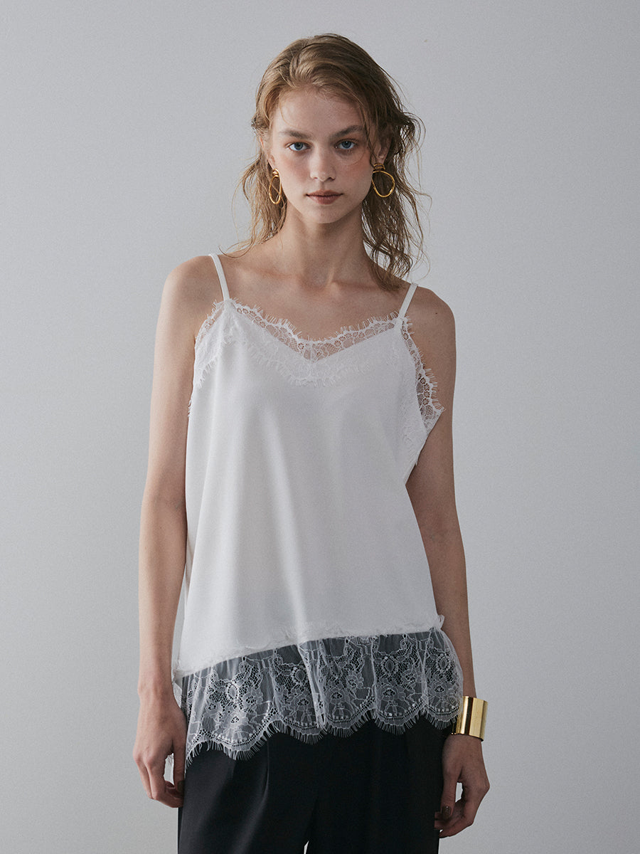 【予約:11月中旬】Asymmetry Lace Camisole/60251001014