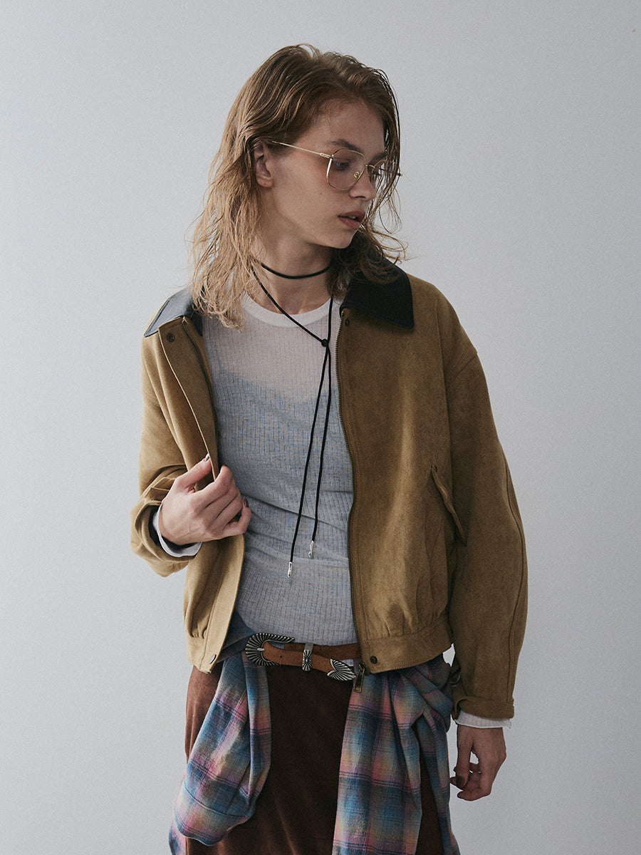 【予約:11月中旬】Dual Collar Eco Suede Jacket/60251004004