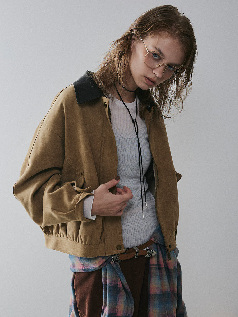 【予約:11月中旬】Dual Collar Eco Suede Jacket/60251004004