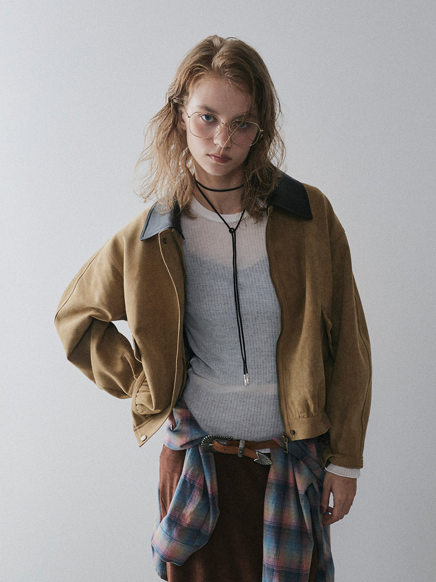 【予約:11月中旬】Dual Collar Eco Suede Jacket/60251004004