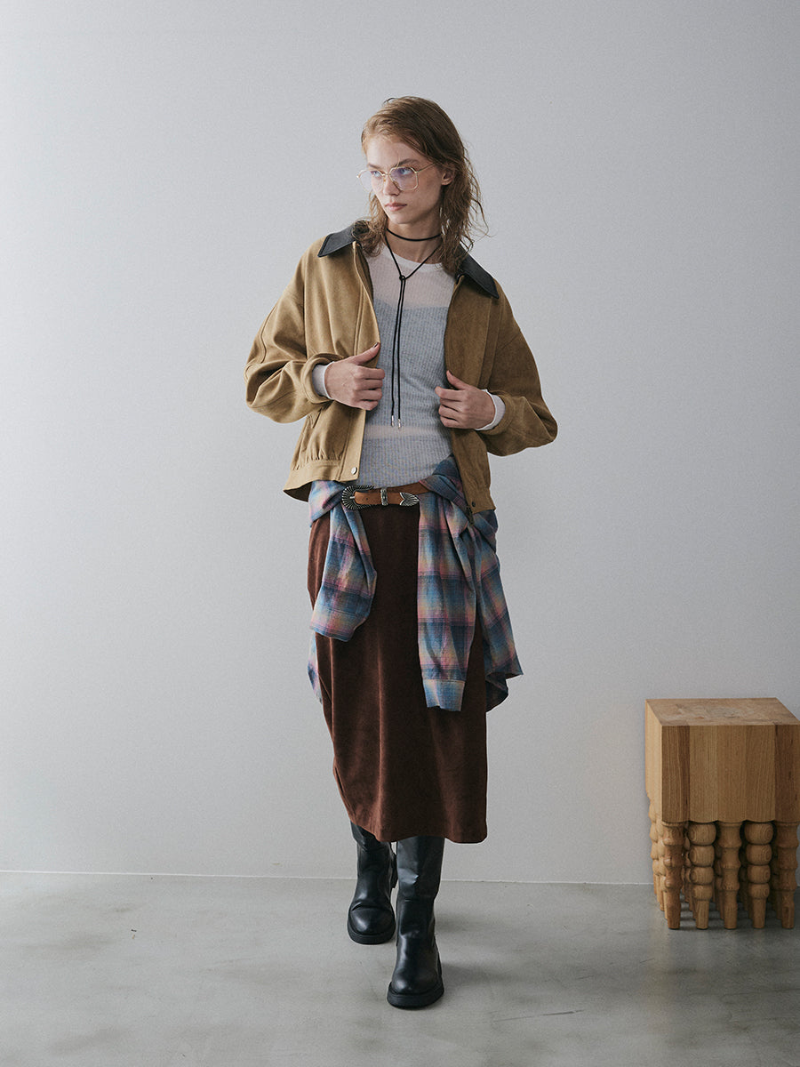 【予約:11月中旬】Dual Collar Eco Suede Jacket/60251004004