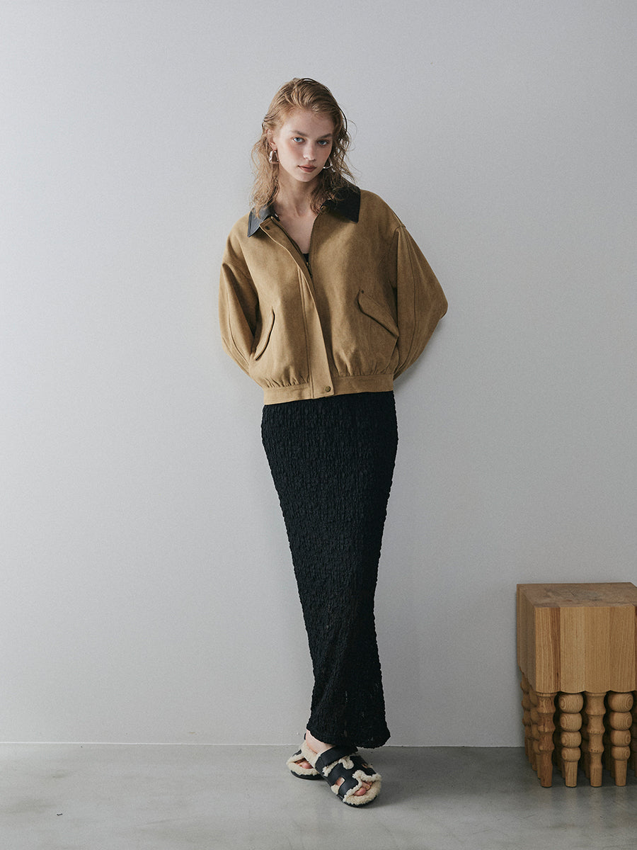 【予約:11月中旬】Dual Collar Eco Suede Jacket/60251004004