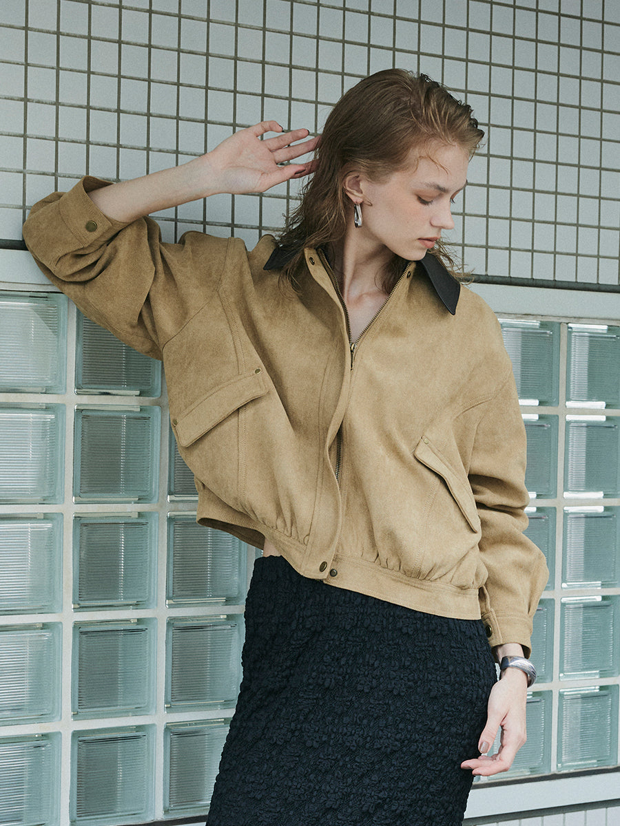 【予約:11月中旬】Dual Collar Eco Suede Jacket/60251004004
