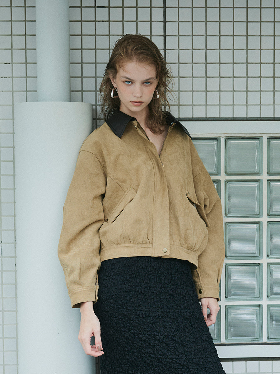 【予約:11月中旬】Dual Collar Eco Suede Jacket/60251004004