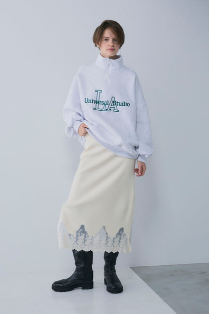 【予約：1月下旬〜2月上旬】Lace-Trim Knit Skirt／60251202068