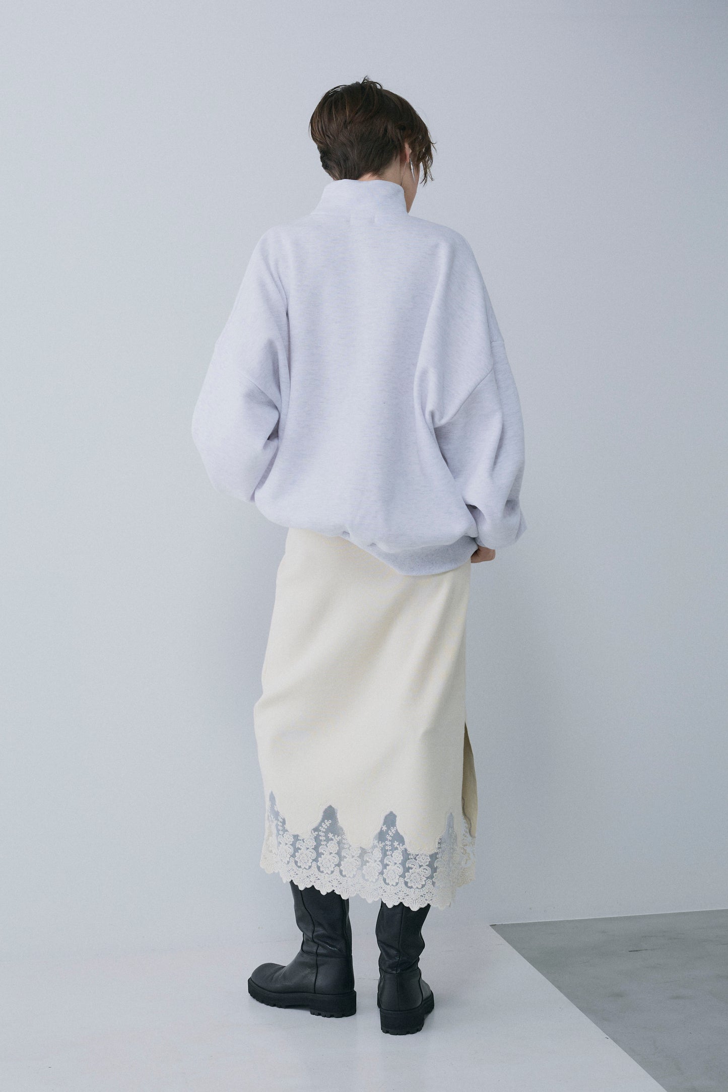 【予約：1月下旬〜2月上旬】Lace-Trim Knit Skirt／60251202068