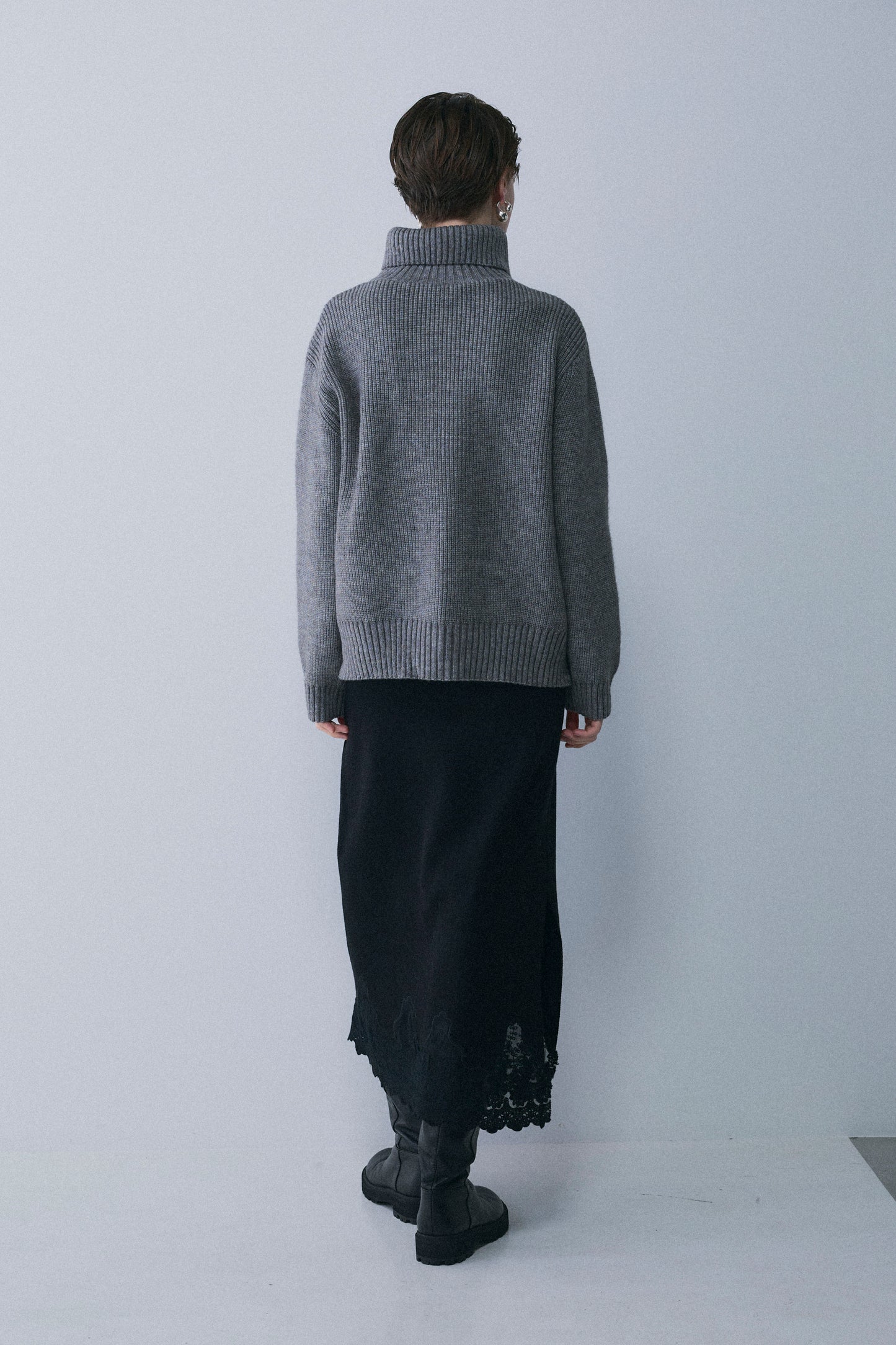 【予約：1月下旬〜2月上旬】Lace-Trim Knit Skirt／60251202068