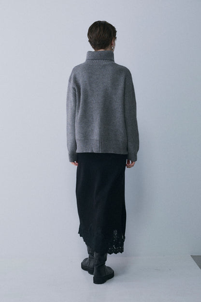 【予約：1月下旬〜2月上旬】Lace-Trim Knit Skirt／60251202068