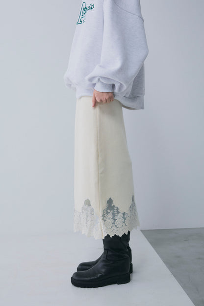 【予約：1月下旬〜2月上旬】Lace-Trim Knit Skirt／60251202068