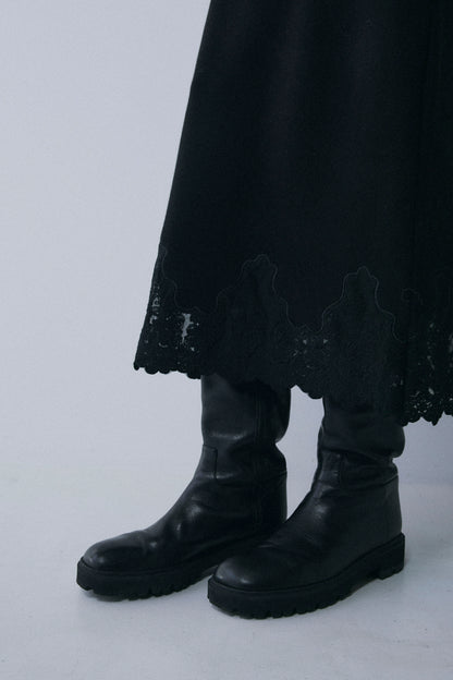 【予約：1月下旬〜2月上旬】Lace-Trim Knit Skirt／60251202068