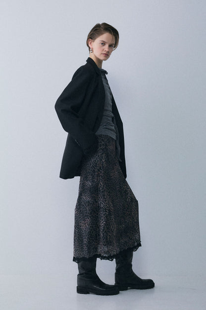 【予約：1月下旬〜2月上旬】Lace-Trim Sheer Leopard Skirt／60251202076