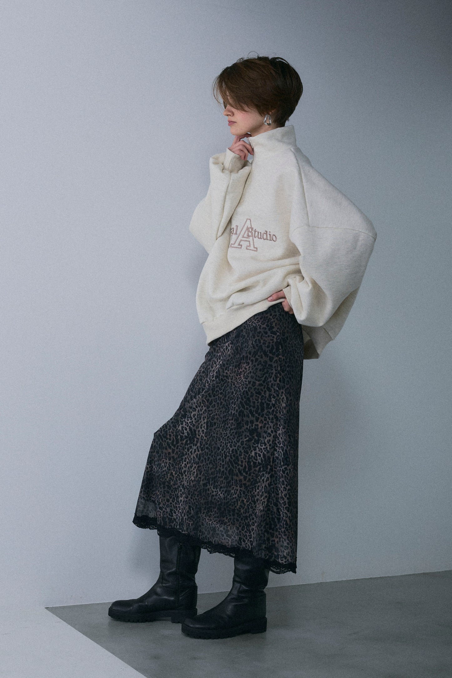 【予約：1月下旬〜2月上旬】Lace-Trim Sheer Leopard Skirt／60251202076