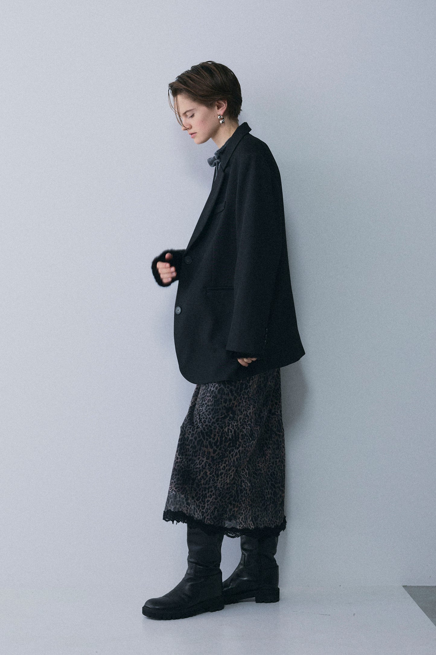 【予約：1月下旬〜2月上旬】Lace-Trim Sheer Leopard Skirt／60251202076