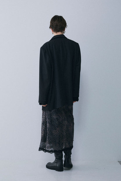 【予約：1月下旬〜2月上旬】Lace-Trim Sheer Leopard Skirt／60251202076