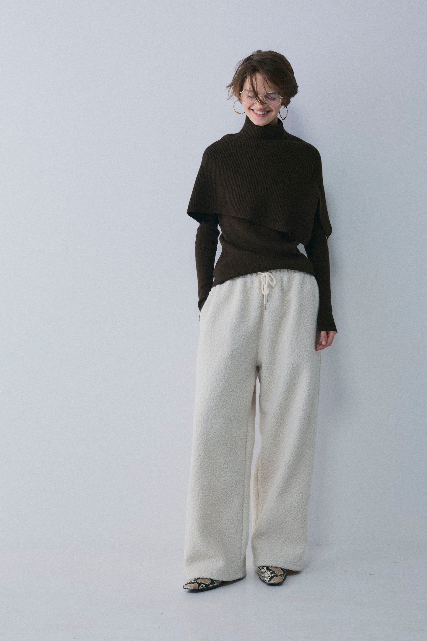 【予約：1月下旬〜2月上旬】Bouclé Fleece Overfit Poodle Pants／60251203070