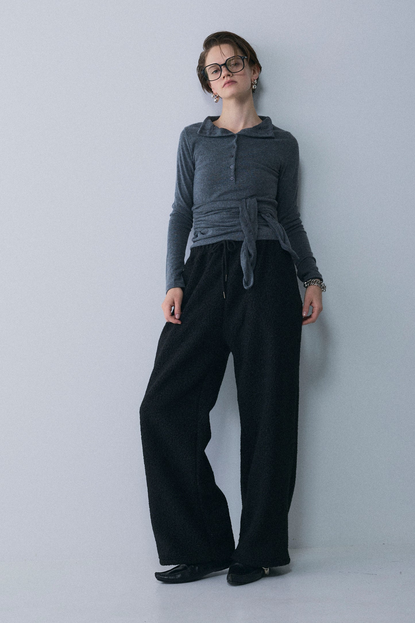 【予約：1月下旬〜2月上旬】Bouclé Fleece Overfit Poodle Pants／60251203070