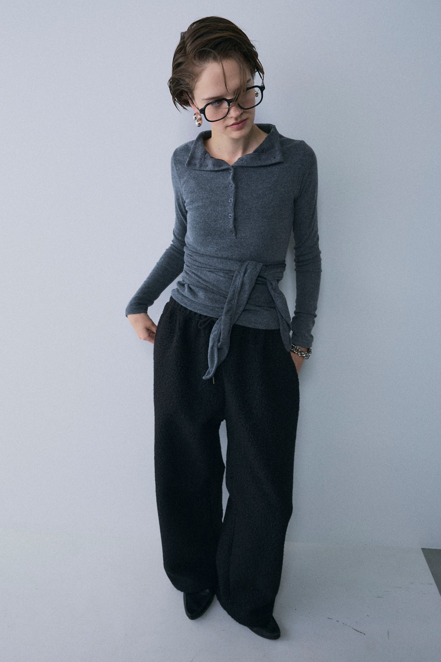 【予約：1月下旬〜2月上旬】Bouclé Fleece Overfit Poodle Pants／60251203070