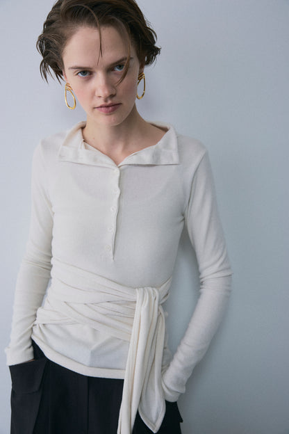 【予約：1月下旬〜2月上旬】Faux Wrap Long T-Shirt／60251208075