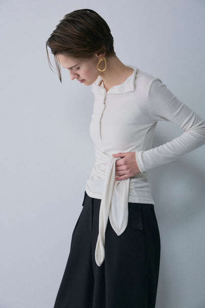 【予約：1月下旬〜2月上旬】Faux Wrap Long T-Shirt／60251208075