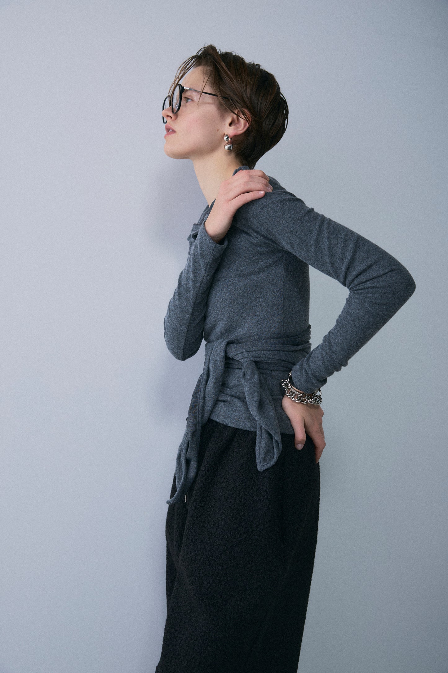 【予約：1月下旬〜2月上旬】Faux Wrap Long T-Shirt／60251208075