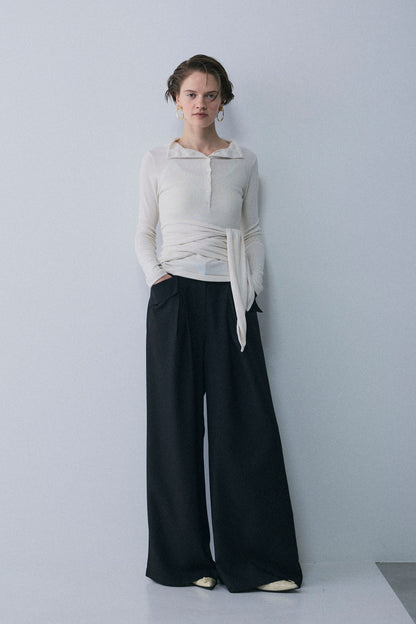 【予約：1月下旬〜2月上旬】Faux Wrap Long T-Shirt／60251208075