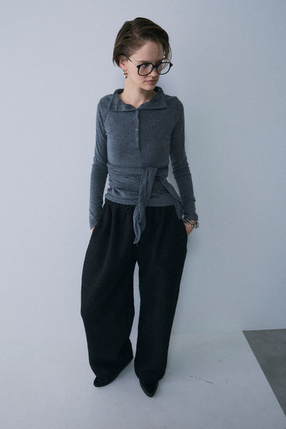 【予約：1月下旬〜2月上旬】Faux Wrap Long T-Shirt／60251208075