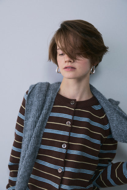 【予約：1月下旬〜2月上旬】Unique Stripe Knit Cardigan／60251209066