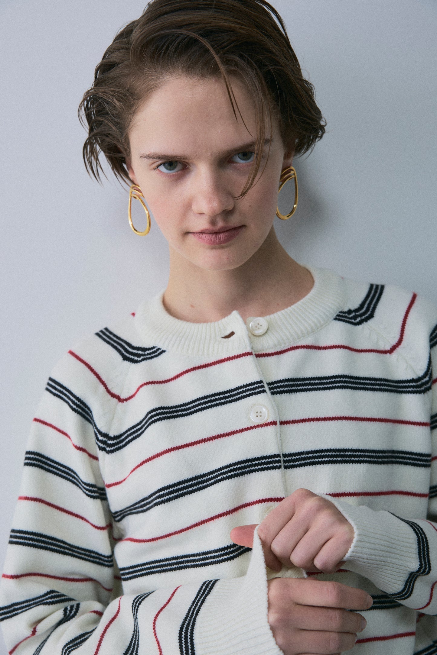 【予約：1月下旬〜2月上旬】Unique Stripe Knit Cardigan／60251209066