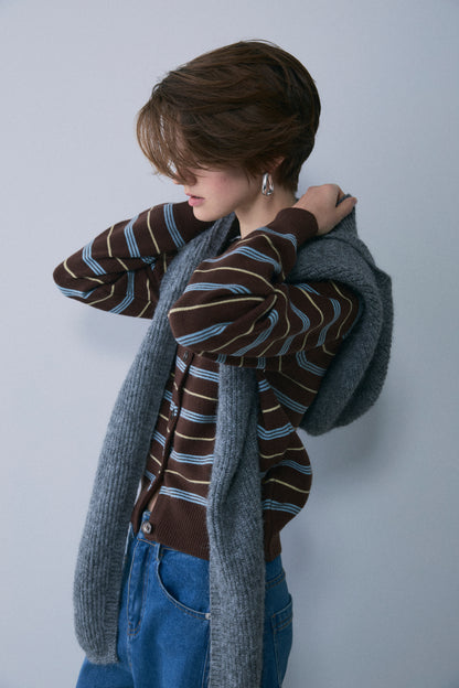 【予約：1月下旬〜2月上旬】Unique Stripe Knit Cardigan／60251209066