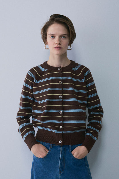 【予約：1月下旬〜2月上旬】Unique Stripe Knit Cardigan／60251209066