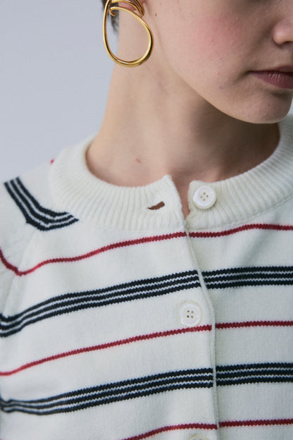 【予約：1月下旬〜2月上旬】Unique Stripe Knit Cardigan／60251209066