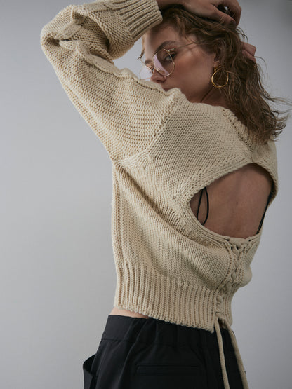 【予約：11月中旬】Laced Back Hole Knit／60251009019