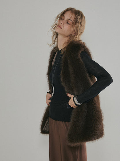 【予約：11月中旬】Eco Fur Vest／60251004038
