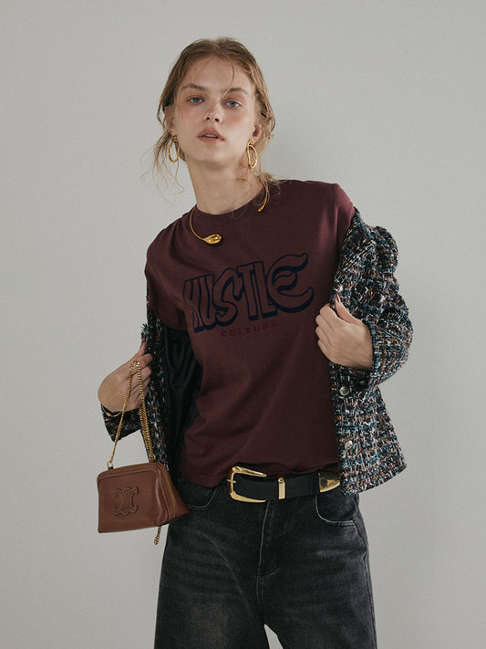 【予約：11月中旬】¨HUSTLE ¨
flocky print tee／60251008007