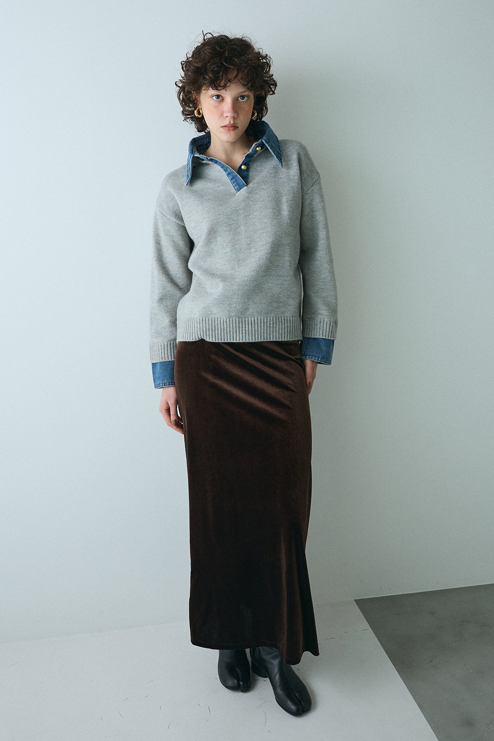 【予約：1月下旬〜2月上旬】Velvet Long Skirt／60251102053