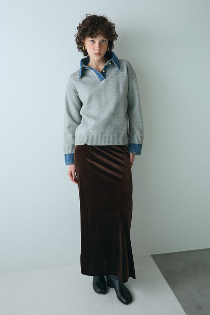 【予約：1月下旬〜2月上旬】Velvet Long Skirt／60251102053