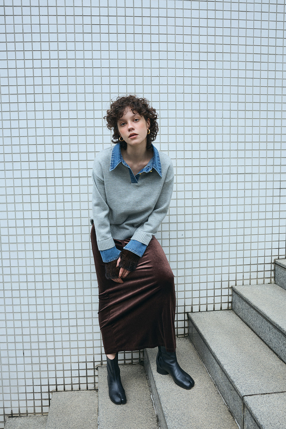 【予約：1月下旬〜2月上旬】Velvet Long Skirt／60251102053