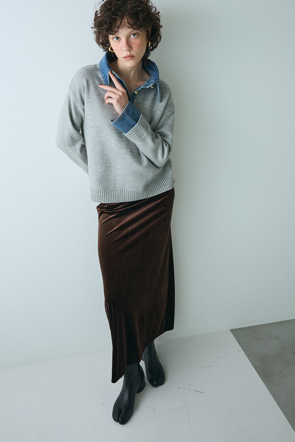 【予約：1月下旬〜2月上旬】Velvet Long Skirt／60251102053