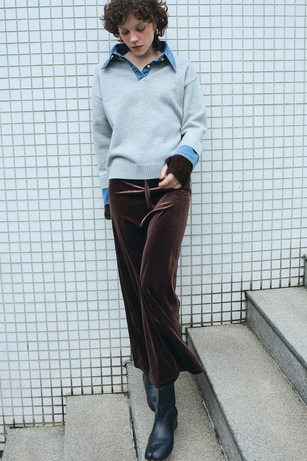 【予約：1月下旬〜2月上旬】Velvet Long Skirt／60251102053