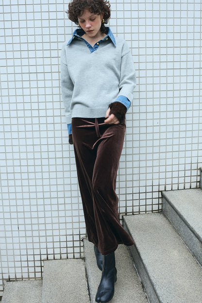 【予約：1月下旬〜2月上旬】Velvet Long Skirt／60251102053