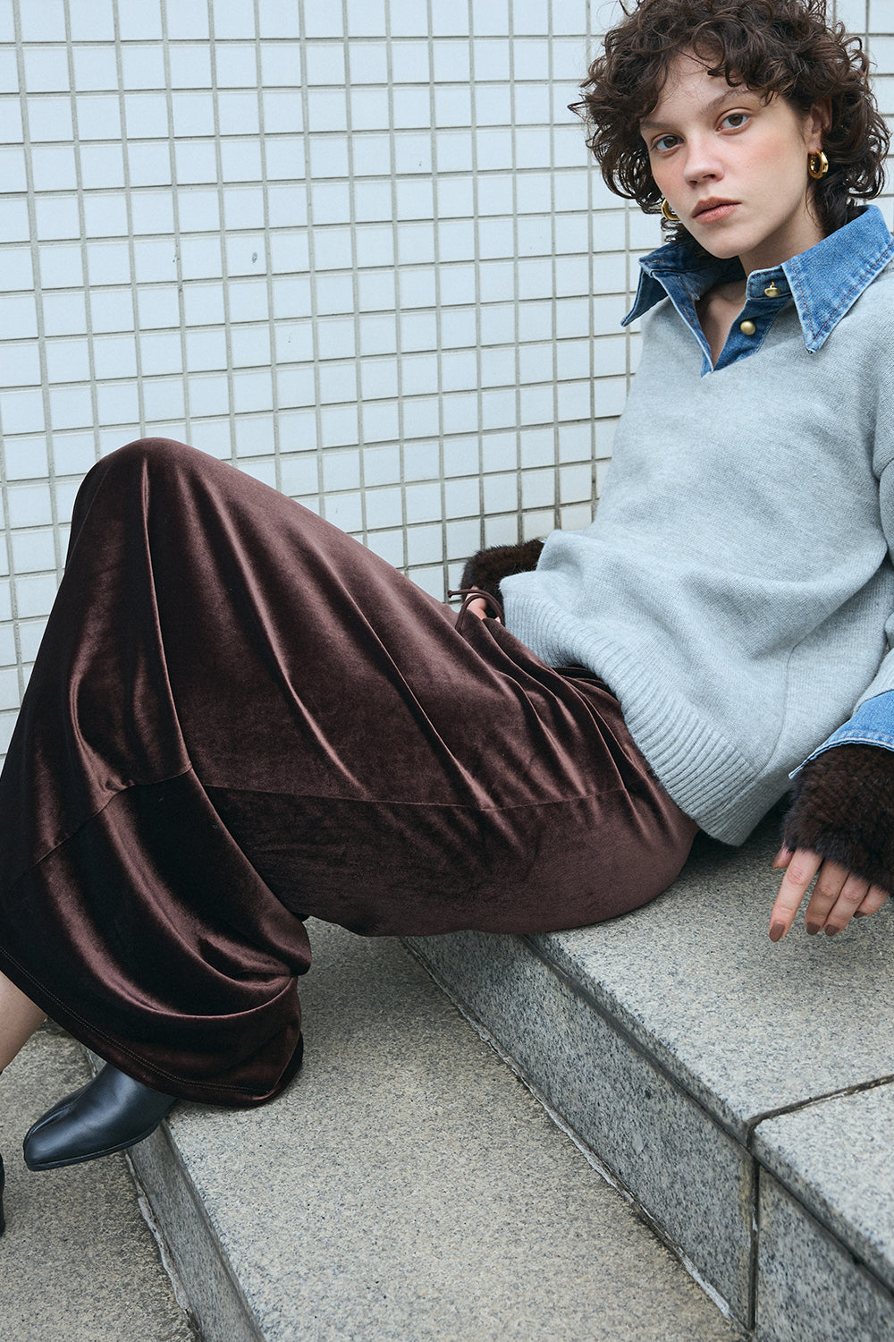 【予約：1月下旬〜2月上旬】Velvet Long Skirt／60251102053
