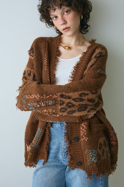 【予約：12月中旬】Overfit Leopard Cardigan／60251109046