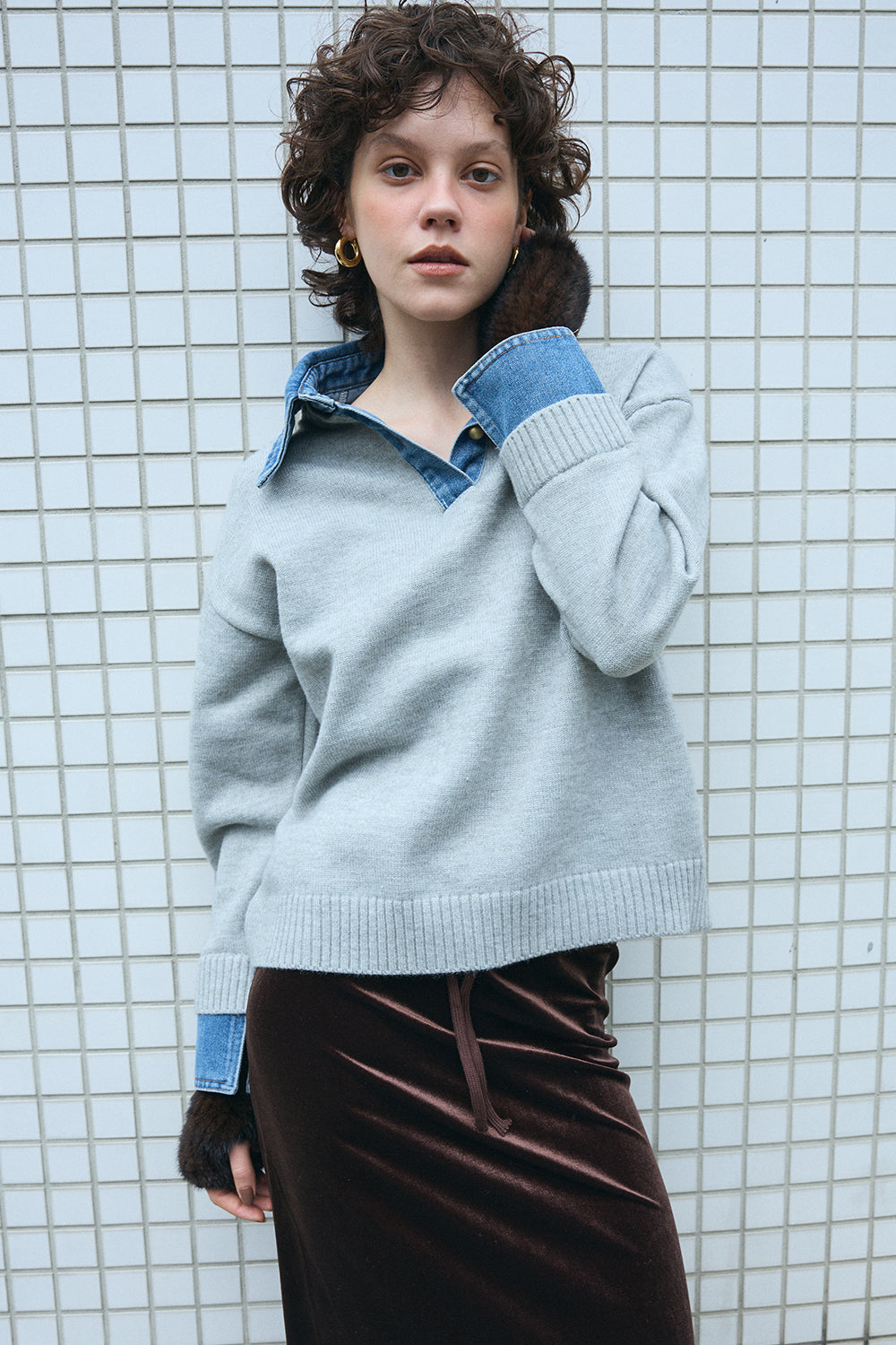 【予約：1月下旬〜2月上旬】Layered Knit／60251109048