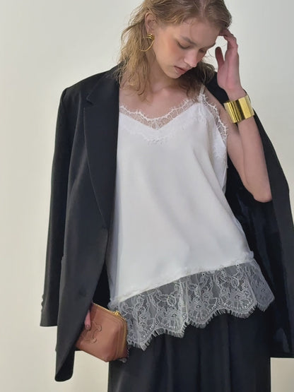 【予約：11月中旬】Asymmetry Lace Camisole／60251001014